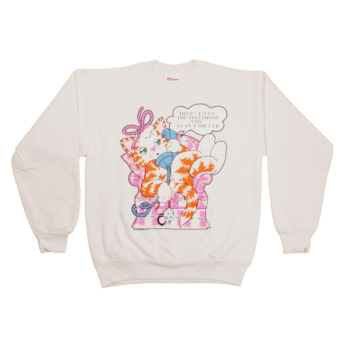 Vintage Kitty Cat Phone Sweatshirt - YL
