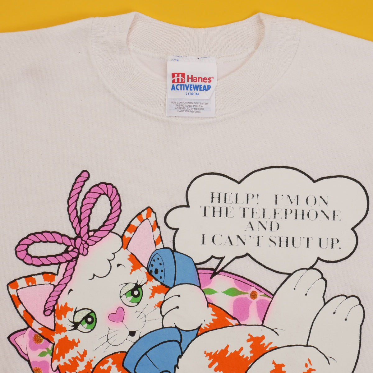 Vintage Kitty Cat Phone Sweatshirt - YL