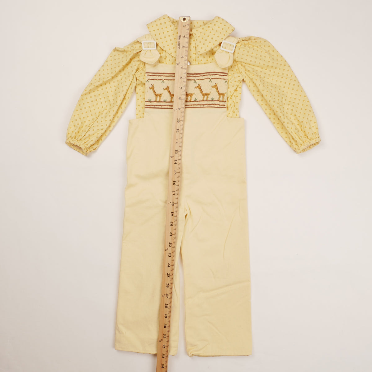 Vintage Giraffe Kids Overalls Set - 2T