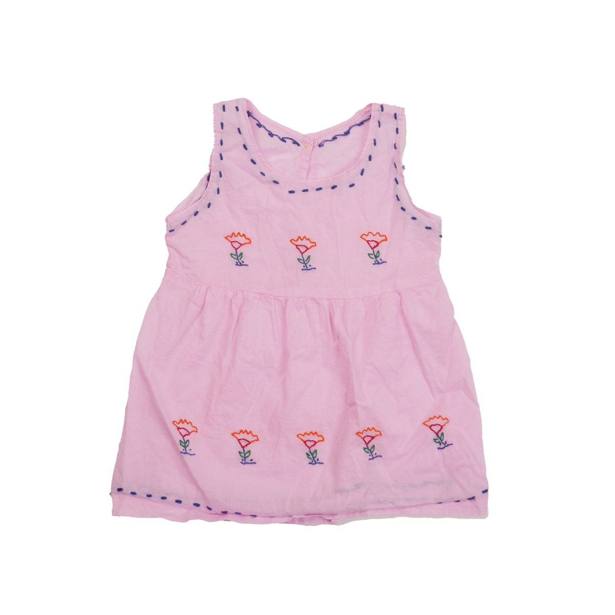 Vintage Hand Embroidered Folk Kids Dress - 3T