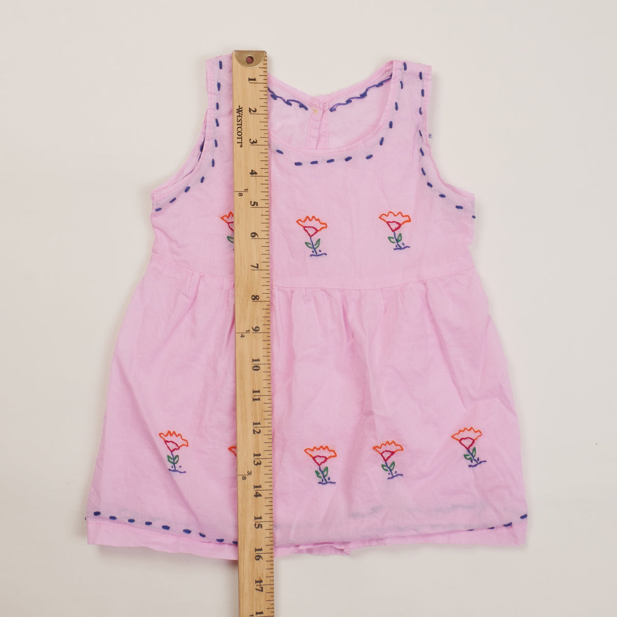 Vintage Hand Embroidered Folk Kids Dress - 3T
